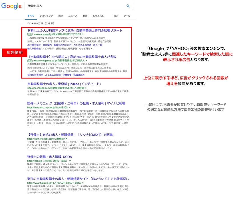 企業マイページのサンプル