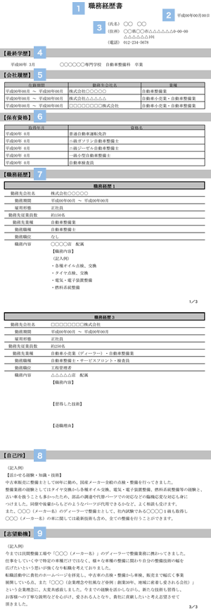 職務経歴書サンプル１