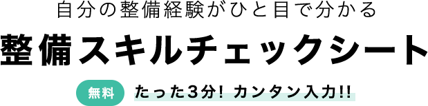 自分の整備経験がひと目で分かる 整備スキルチェックシート 無料 たった3分!カンタン入力!!